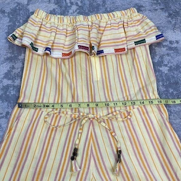 NWT Kopal Rinku Sleeveless Ruffle Romper Yellow Stripe Boho Summer Sz XS - Picture 6 of 12